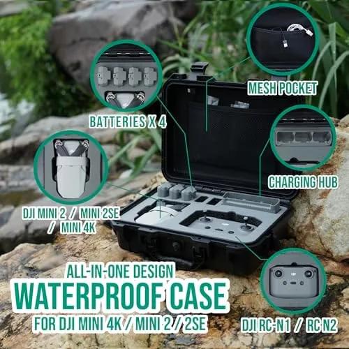 Open case showing custom foam cutouts for drone, remote, and accessories