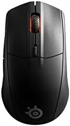 Underside of the Rival 3 Wireless showing the sensor and power switch