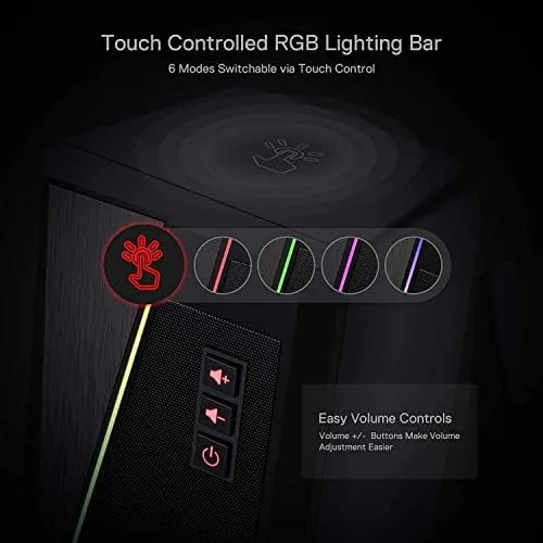 Another view of the Redragon GS520 Wired 2.0 Channel Stereo Sound Desktop RGB Computer