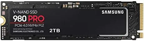 Samsung 980 PRO 2TB NVMe SSD next to its packaging