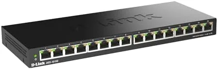 D-Link DGS-1016S 16 port gigabit switch on a desktop