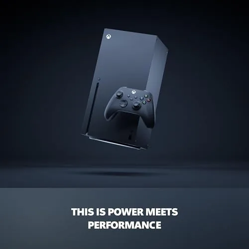 A controller in hand showing the textured grip and share button on the Series X pad