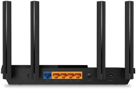 Close view of the TP-Link Archer AX21 gigabit ports and body