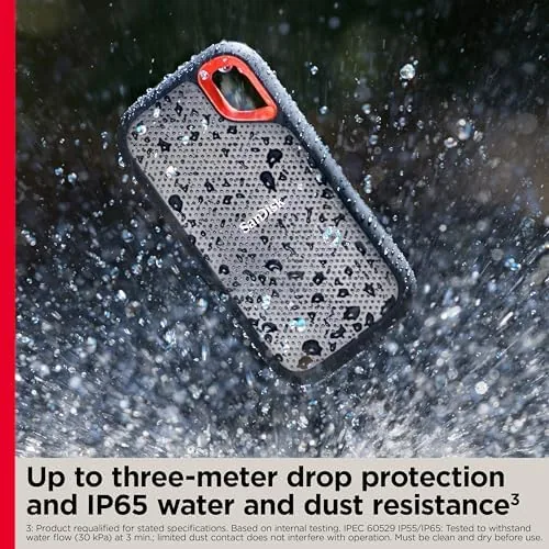 The drive sitting on a wet patio surface demonstrating light water resistance