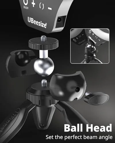 Close look at the UBeesize 12" Desk Ring Light with Stand & Phone Holder build quality