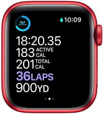 The watch face showing the health app with heart rate and activity rings