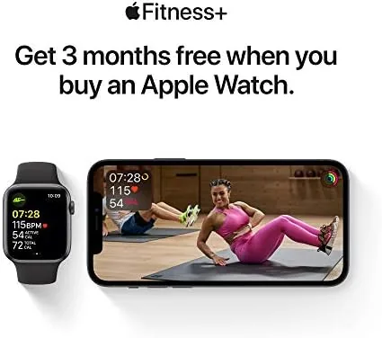 The red watch paired with an iPhone showing the Fitness app rings on screen