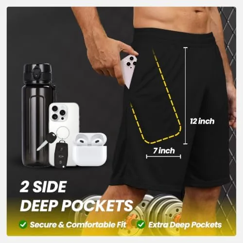 Close look at the BALENNZ Mens Athletic Shorts with Pockets Quick Dry Workout Shorts build quality