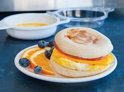 A breakfast table set with the Nordic Ware pan and fresh coffee