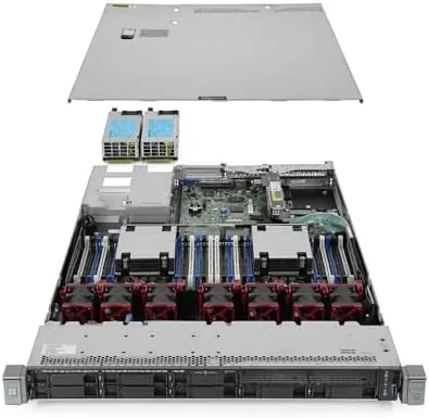 Front view of the HPE ProLiant DL360 Gen9 server with drive bays