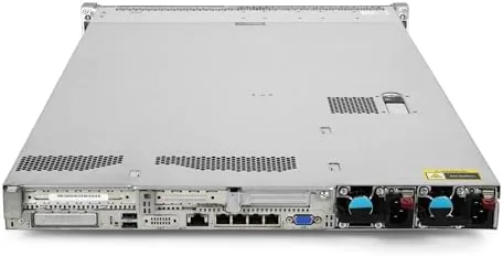 Rack mounted DL360 Gen9 beside a desktop tower for scale comparison
