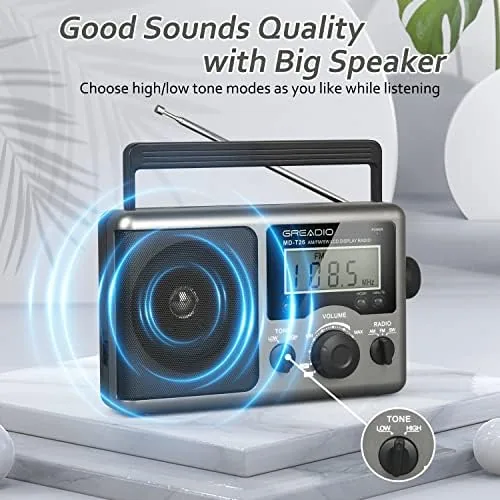 Another view of the Greadio Portable Shortwave Radio, Radios Portable AM FM Transistor Radio