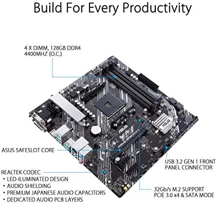 The B450M-A II board next to a full ATX B550 board for comparison