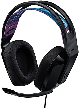The Logitech G335 headset shown at an angle on a desk