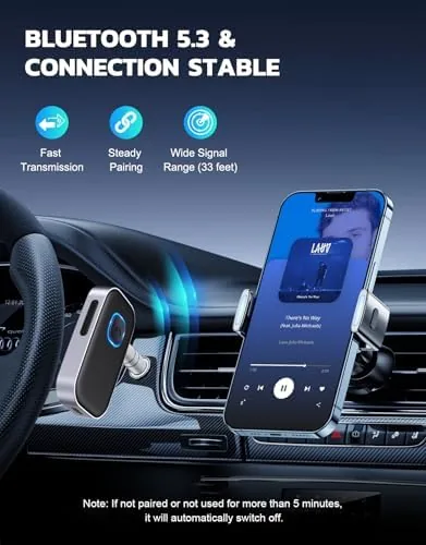 Detail shot of the COMSOON Bluetooth Receiver for Car, 3.5mm AUX Bluetooth Car Adapter features