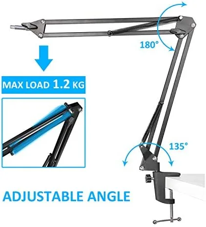 Another view of the K669 Microphone Boom Arm Mic Stand, Windscreen and Cable Sleeve