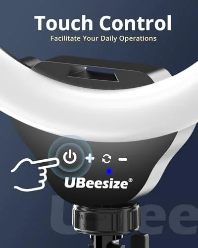 Close up of the ring light dials and phone holder in the center
