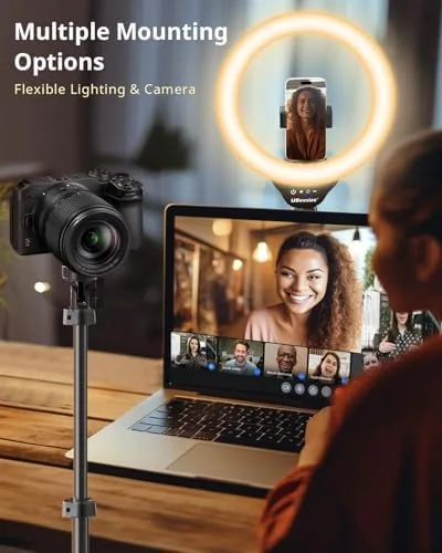Ring light positioned for a video call at eye level