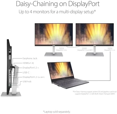 Test workspace with the ProArt PA278CV showing a color gradient on screen