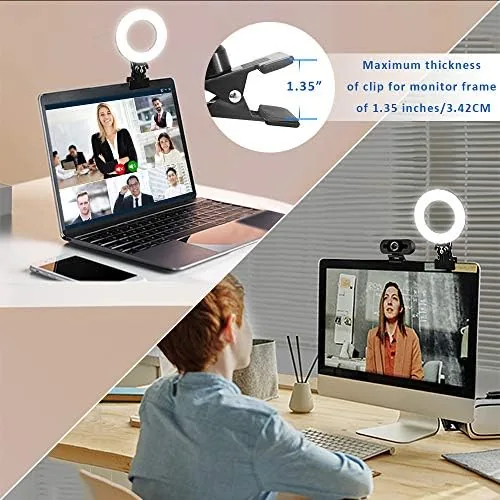 The Video Conference Lighting Kit, Ring Light for Monitor Clip On in real use