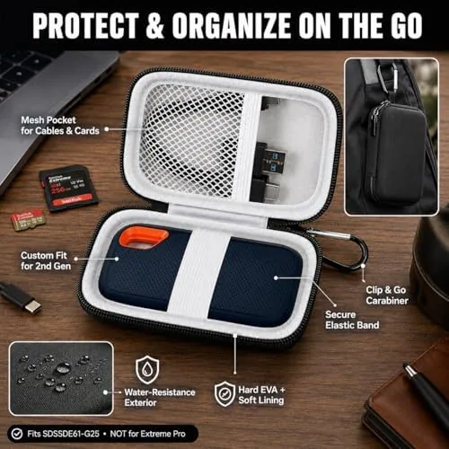 Detail shot of the Hard Case Compatible with SanDisk 500GB/ 1TB/ 2TB/ 4TB Extreme features