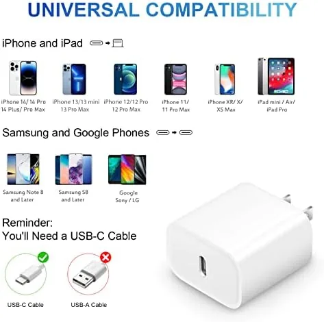 The 20W charger next to an Apple adapter for comparison