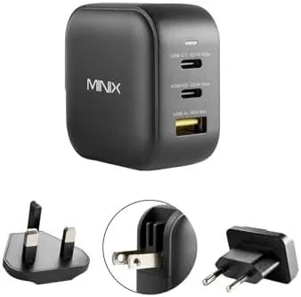 Overview of the MINIX P1 66W Turbo 3-Port GaN Travel Wall Charger USB