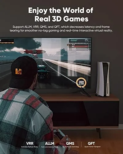 Game console displaying a 120Hz game through the Highwings cable