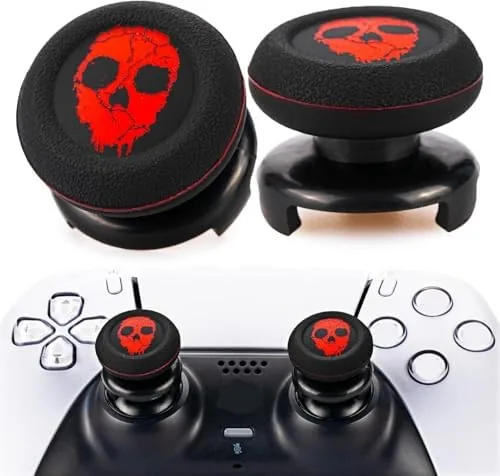 Ghost Red thumbstick extenders and grip covers laid out on a table