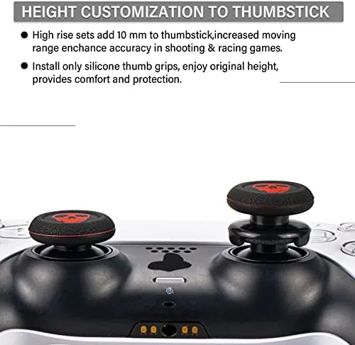 The modded PS4 controller with the Ghost Red extenders on a desk