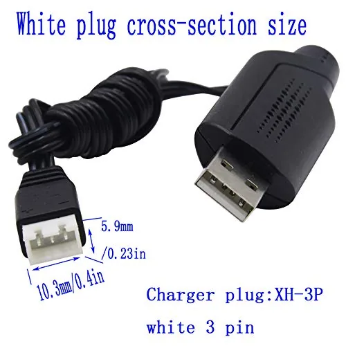 Close look at the Blomiky 2 Pack 7.4V 1.3A Lithium Battery Charger Cable with build quality