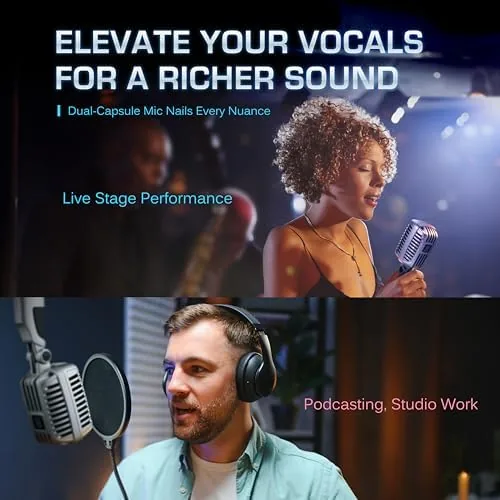 The CAROL CLM-101 Retro Wired Vocal Microphone, Dynamic Supercardioid - Black compared in context