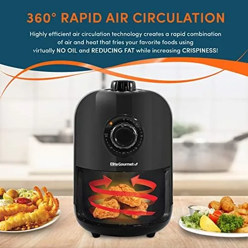 The Elite Gourmet EAF1121 Personal Air Fryer, Compact, Oil-Less, 1000W, 1.1Qt compared in context