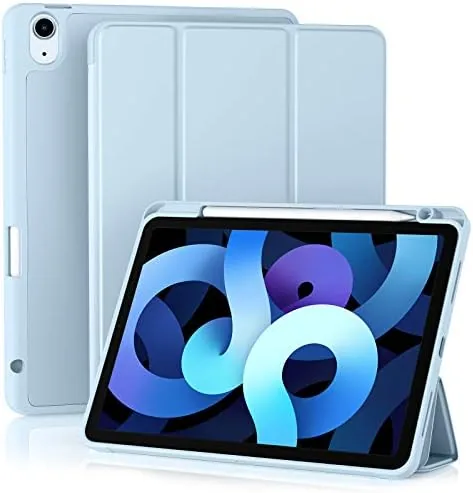 Akkerds iPad Air case in Sky Blue on a table with the tablet inside