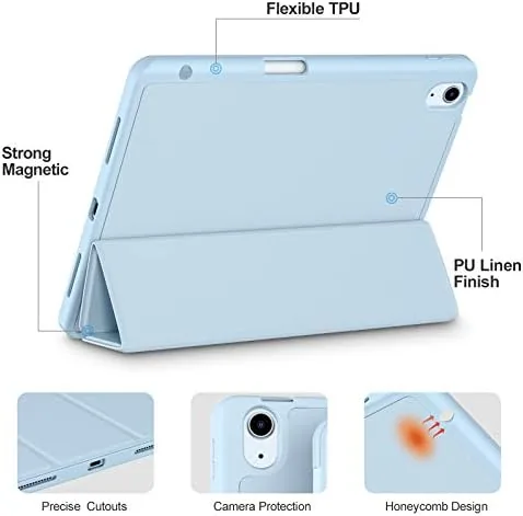 iPad Air in the Akkerds case standing in the viewing angle position