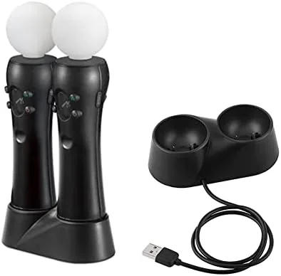Close up of the dual charging slots and LED indicators on the VR dock