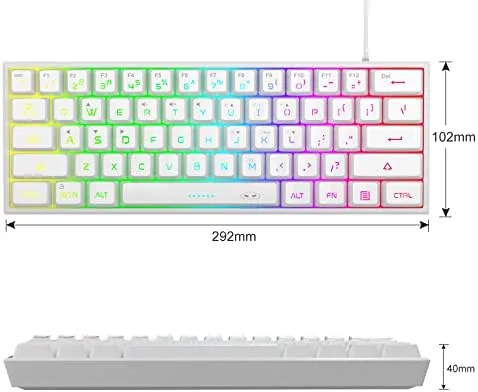 Small desk setup with the compact keyboard leaving room for the mouse