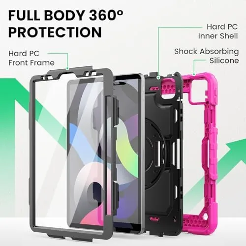 Another view of the SEYMAC Case for iPad Air 5th/4th Gen 10.9 Inch, Black/Pink