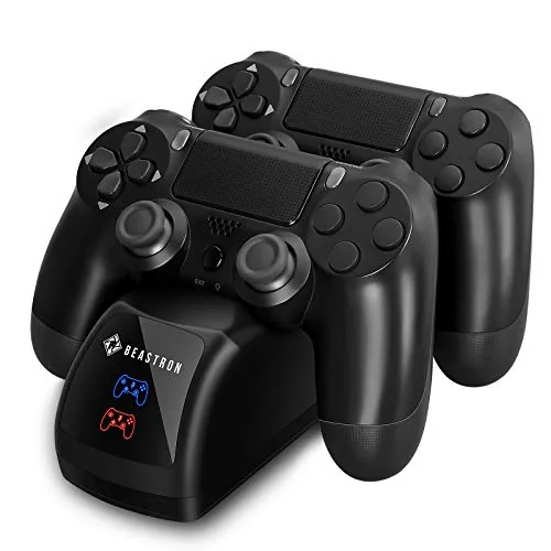 Beastron dual charger station dock holding two PS4 controllers