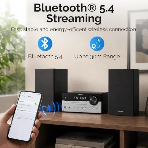 The Philips Bluetooth Stereo System for Home with CD Player, Bluetooth in real use