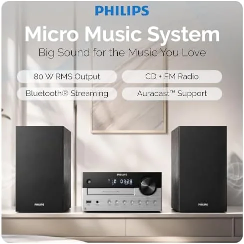 Another view of the Philips Bluetooth Stereo System for Home with CD Player, Bluetooth