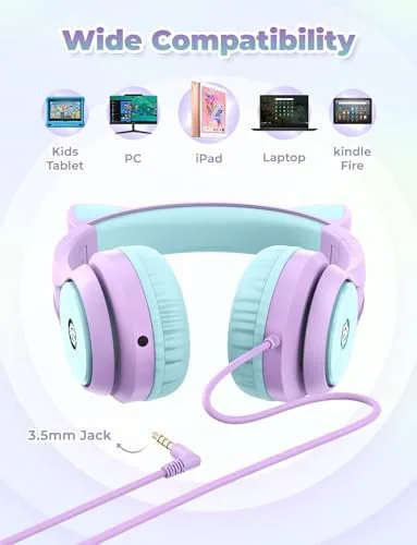 The iClever HS20 Kids Headphones for Toddler Girls, Cat Ear LED compared in context