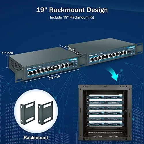 The YuanLey 8 Port Gigabit PoE Switch with 2 Gigabit Uplink in real use