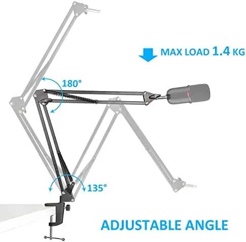 The SoloCast Boom Arm Mic Stand, Adjustable Suspension Boom Scissor Arm in real use