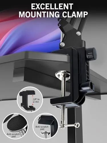 Another view of the SoloCast Boom Arm Mic Stand, Adjustable Suspension Boom Scissor Arm