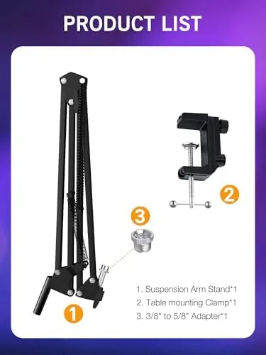 The SoloCast Boom Arm Mic Stand, Adjustable Suspension Boom Scissor Arm compared in context