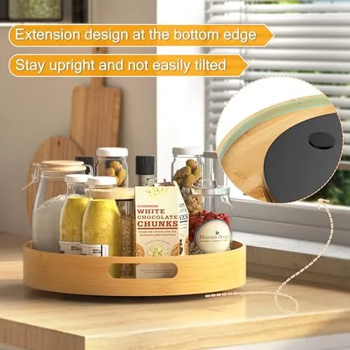 The turntable loaded with bottles and cans inside a pantry shelf