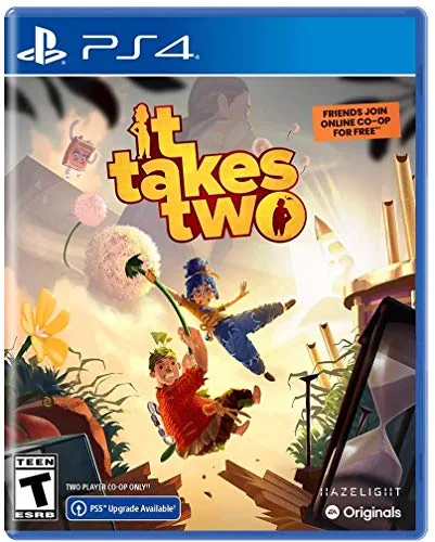 It Takes Two title screen on a PlayStation 4 showing the two main characters