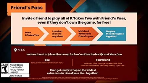 Split screen gameplay from It Takes Two showing both characters in a fantastical world