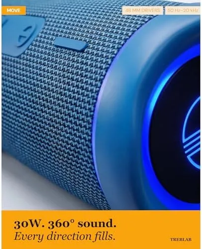 The TREBLAB HD77 Waterproof Bluetooth Speaker, 30W Deep Bass, RGB Light in real use